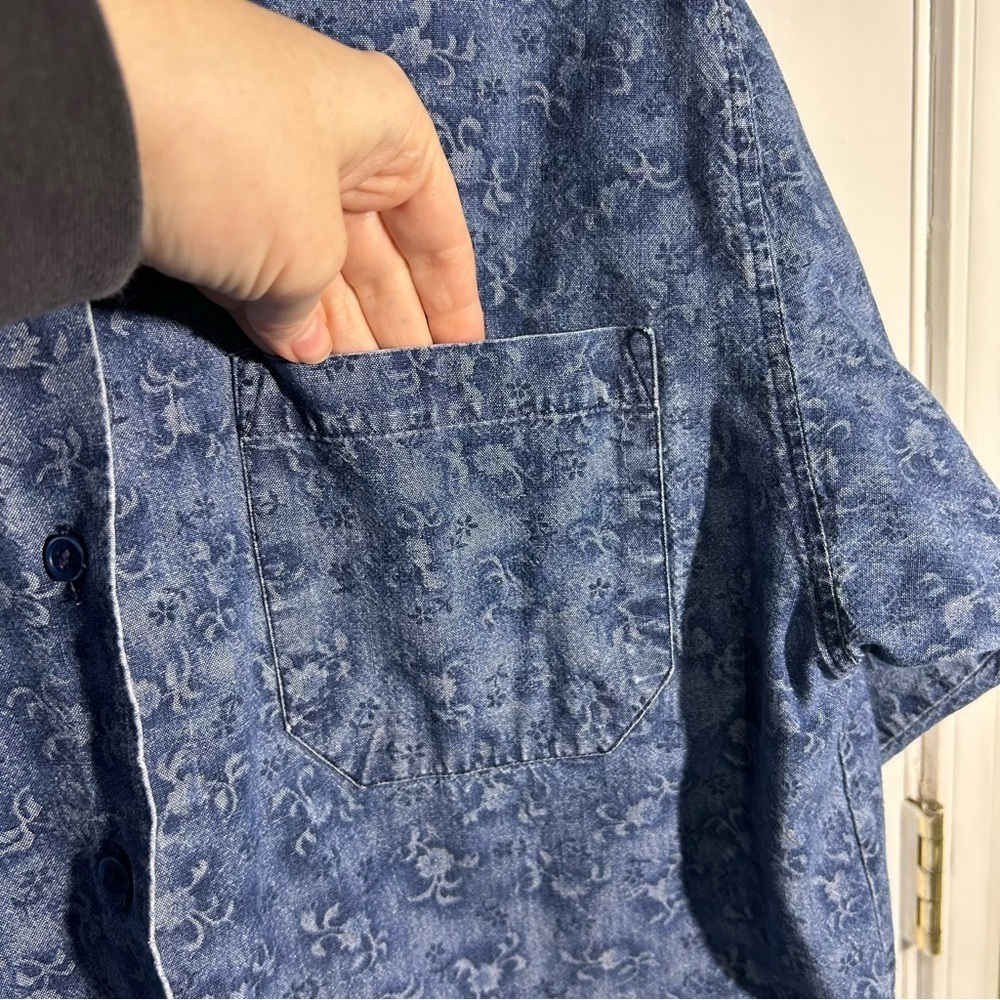 Eddie Bauer Vintage Womens Denim Button Up Size 12 Floral Print Cotton USA - Picture 7 of 13